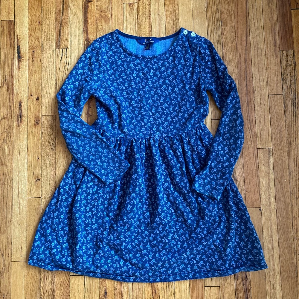Polo Ralph Lauren cotton navy flowered dress 8/10